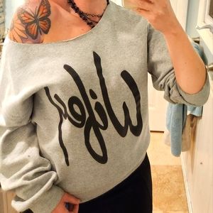Wifey sweater. Grey off shoulder.  Women's Lg